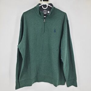 NWT Polo Ralph Lauren Men's Green 1/4 Zip Pullover Sweater Top XL Preppy